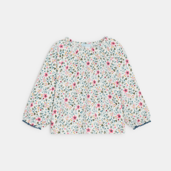 بلوزة من ألياف سيرساكار، مزينة برسومات، للفتيات الصغيرة